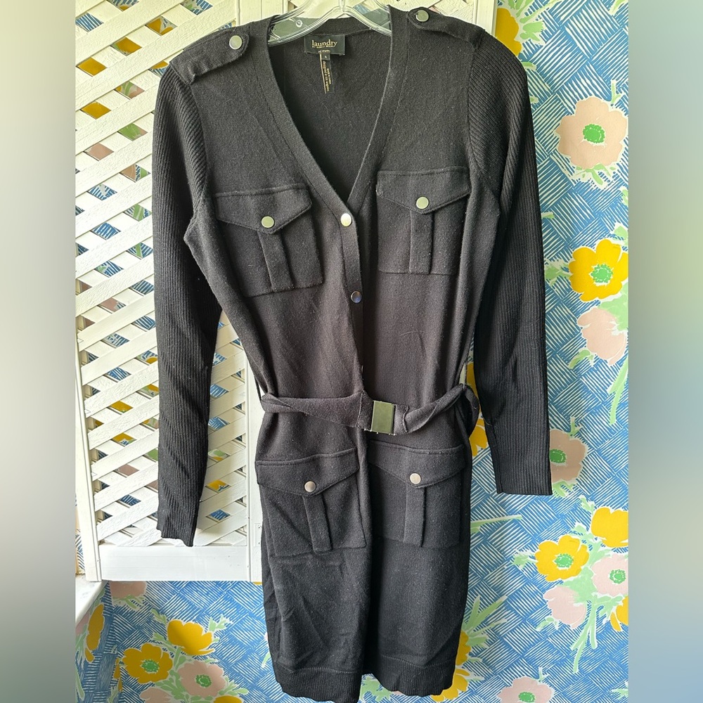 Black knit long sleeve Laundry dress with buttons Size small